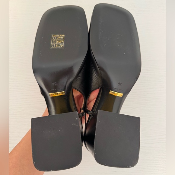 GUCCI Baby Horsebit Slingback Leather Pump Black Gold EU 36 Authentic Shoes - Picture 8 of 11